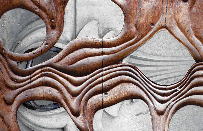 carved wood curves and drips