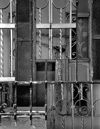 B&W gates and chain, after Mondrian