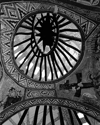 B&W small church dome with geometric painting