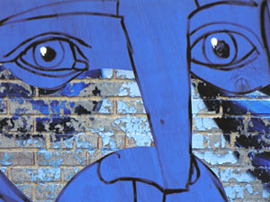 face thumbnail, blue graffiti