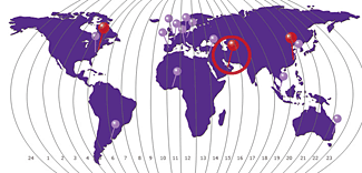 GNU map with time zones